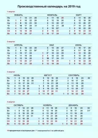 Календарь на 2019 год с праздниками и выходными, утверждённый Думой 144 96 Календарь на 2019 год с праздниками и выходными, утверждённый Думой 144 96